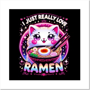 Ramen Cat Anime Shirt - Kawaii Clothes Otaku Clothing Manga Posters and Art